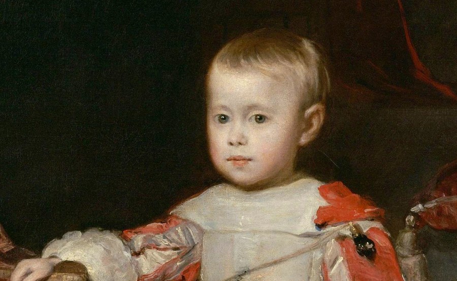 D. de Velázquez, Retrat del príncep Felip Pròsper d'Àustria (detall). Font: Wikimedia Commons Velazquez_Felip_Prosper_detall